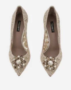 Lace rainbow pumps with brooch detailing