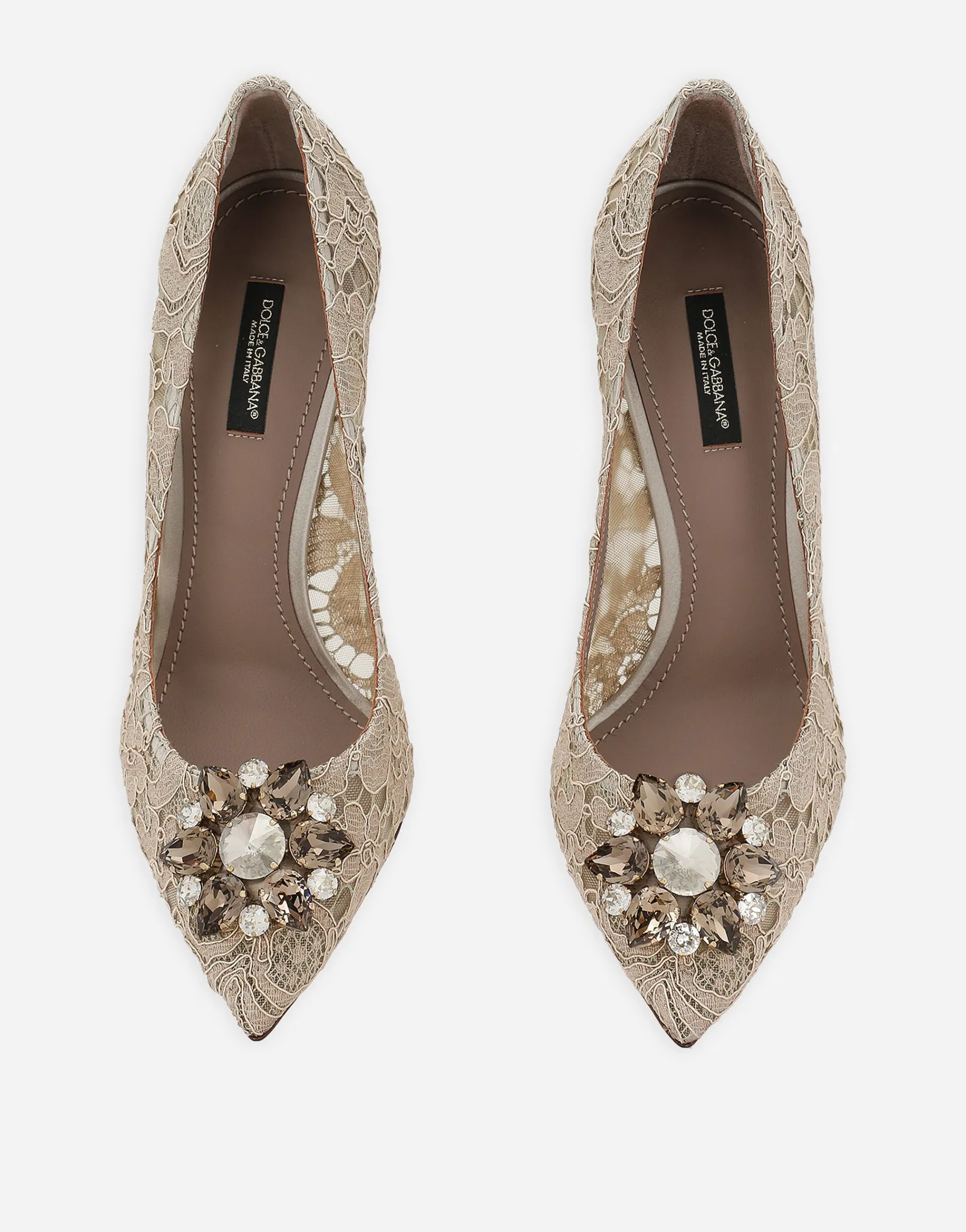 Lace rainbow pumps with brooch detailing