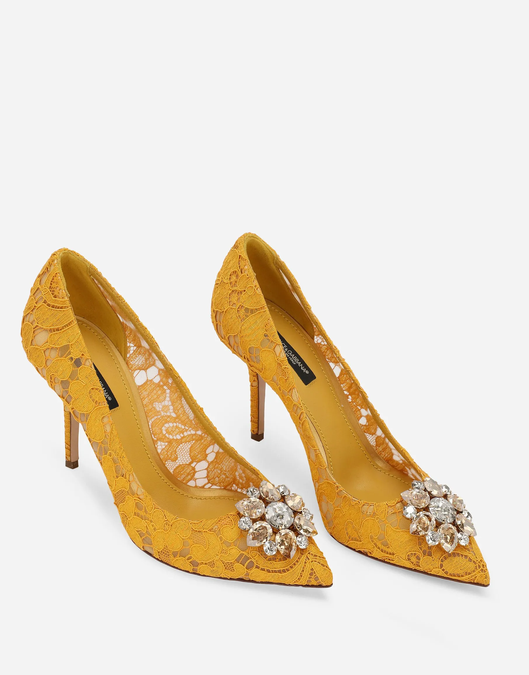 Lace rainbow pumps with brooch detailing
