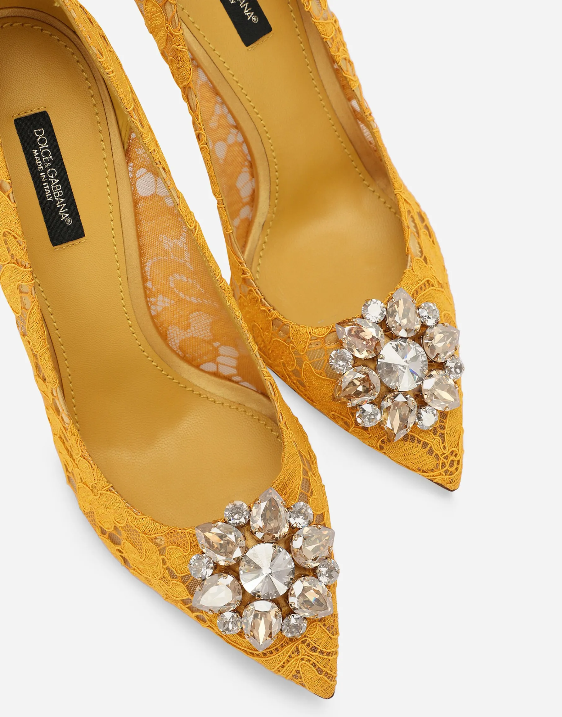 Lace rainbow pumps with brooch detailing