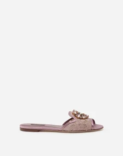 Lace rainbow sliders with brooch detailing