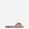 Lace rainbow slides with brooch detailing