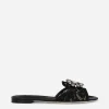 Lace rainbow slides with brooch detailing