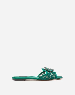 Lace rainbow slides with brooch detailing
