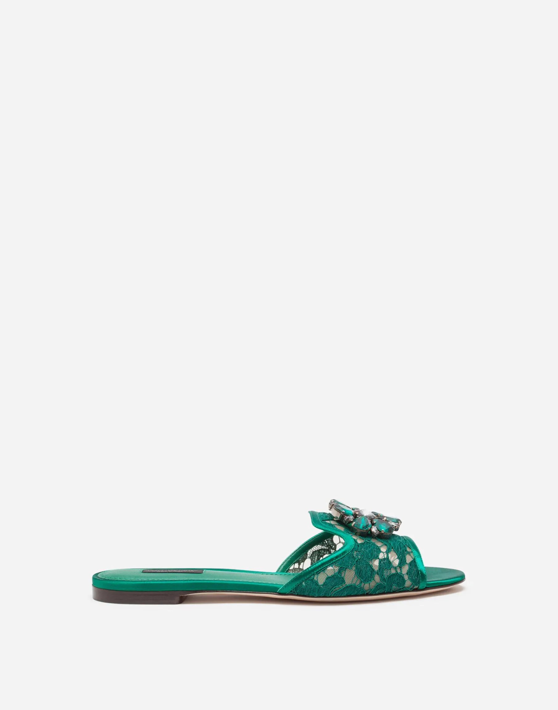 Lace rainbow slides with brooch detailing