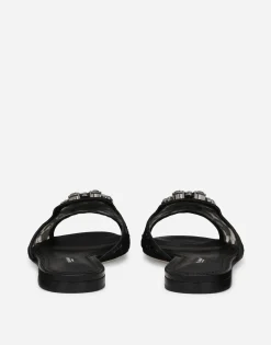 Lace rainbow slides with brooch detailing