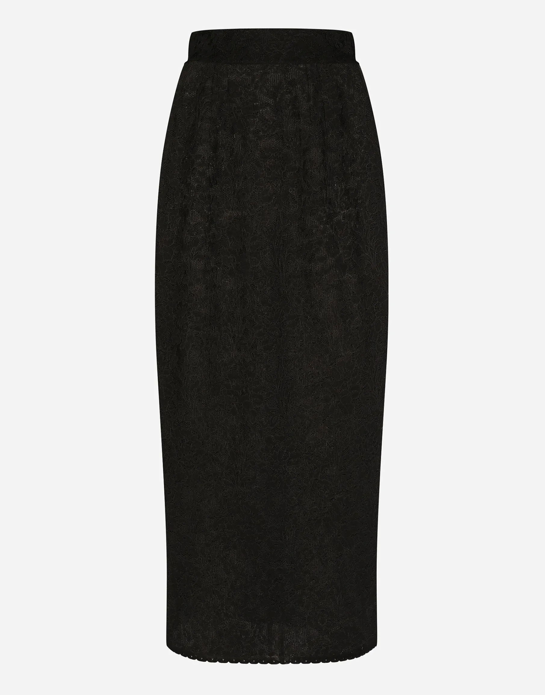 Lace-stitch calf-length skirt