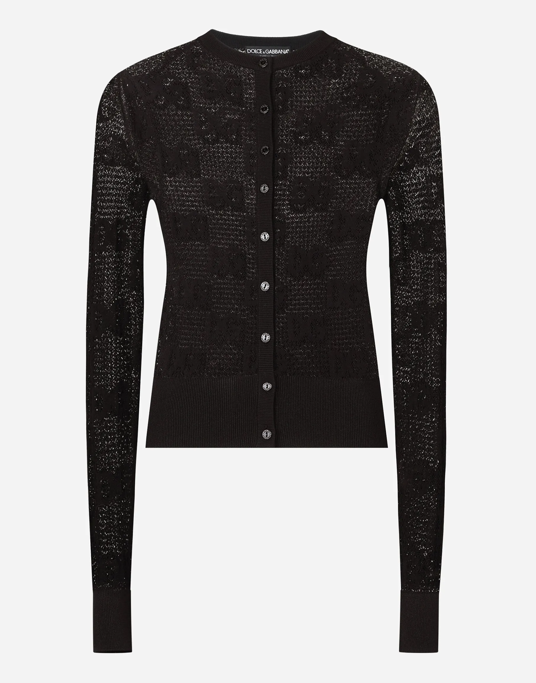 Lace-stitch cardigan with DG logo