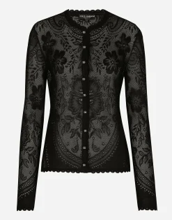 Lace-stitch jacquard cardigan