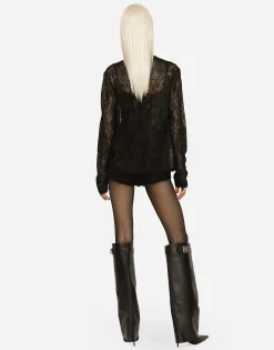 Lace-stitch jacquard cardigan