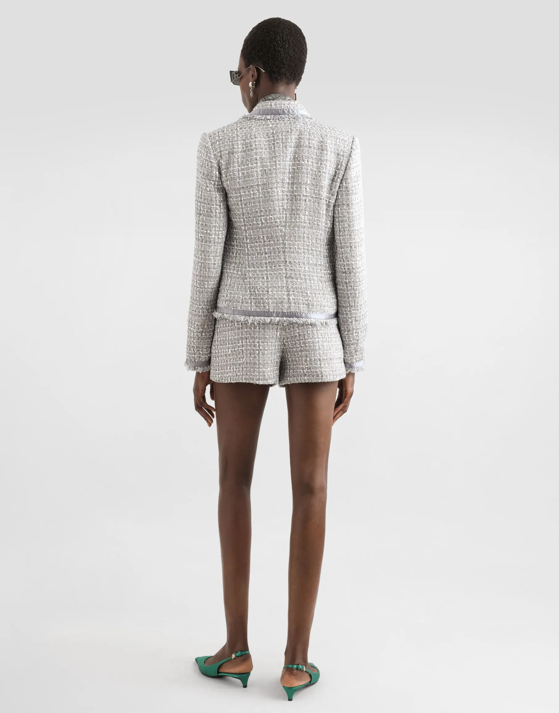 Lamé bouclé shorts