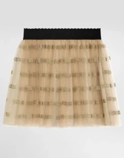 Lamé jersey and tulle skirt