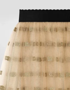 Lamé jersey and tulle skirt