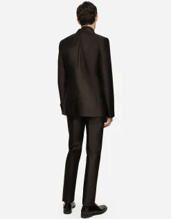 Lamé silk jacquard martini-fit tuxedo suit