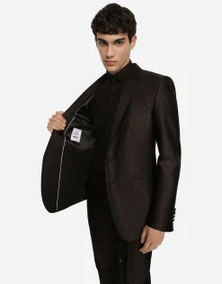 Lamé silk jacquard martini-fit tuxedo suit