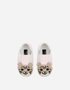 Lambskin low-top sneakers with leopard detail