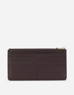 Large calfskin card holder with branded plate