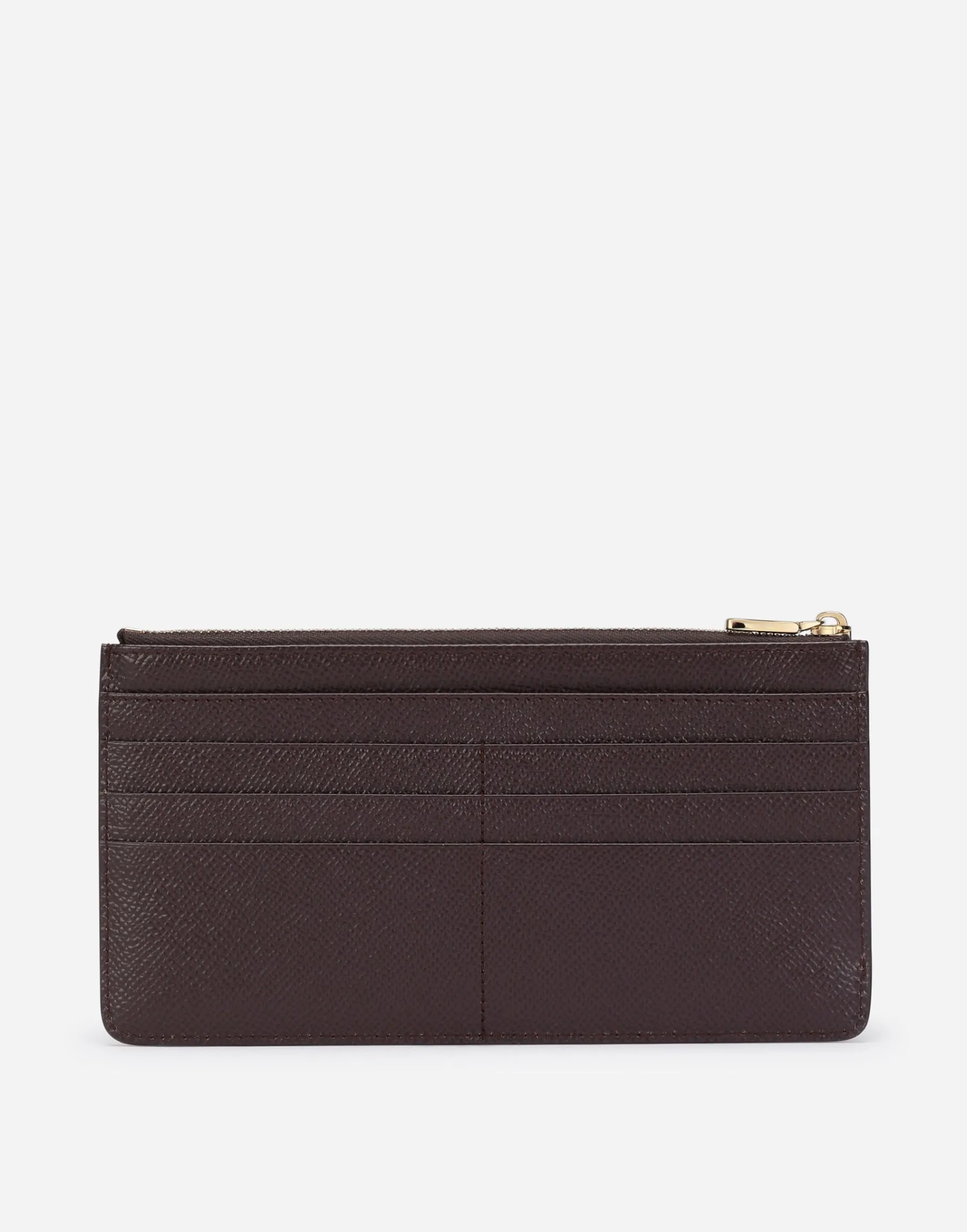 Large calfskin card holder with branded plate