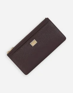 Large calfskin card holder with branded plate
