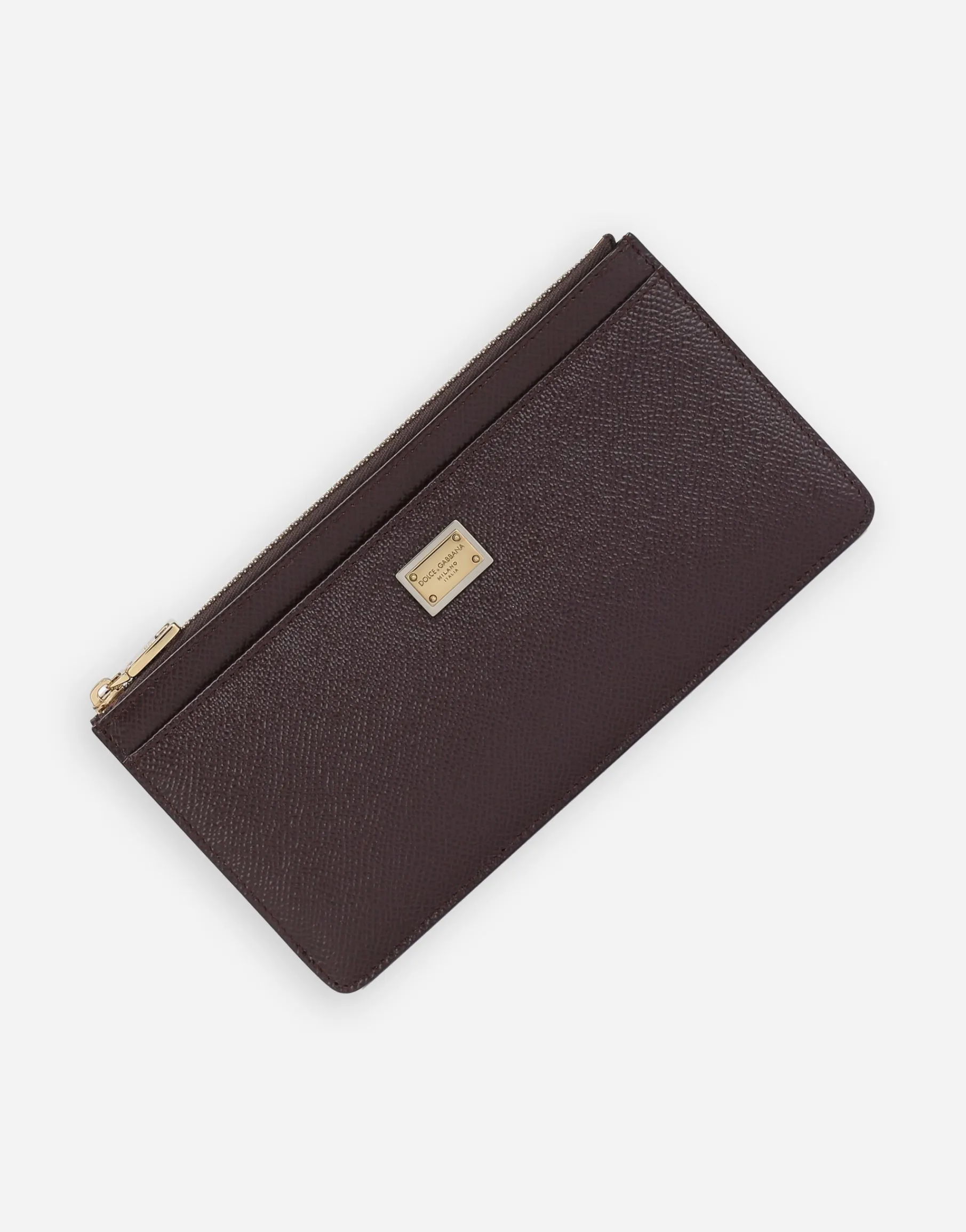 Large calfskin card holder with branded plate