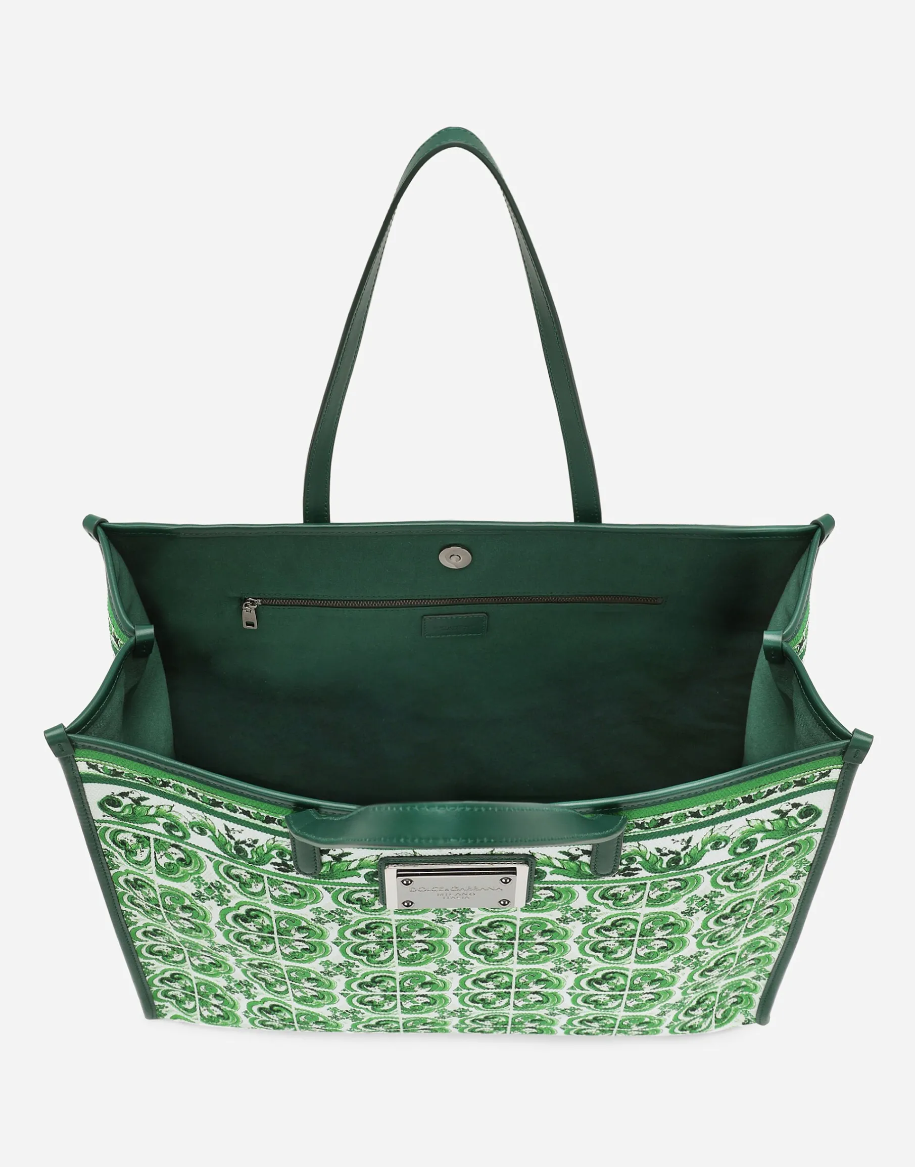 Large canvas shopper with majolica print