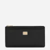 Large dauphine calfskin card holder with plate