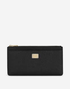 Large dauphine calfskin card holder with plate