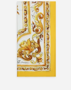 Large majolica-print silk twill scarf (140x140)
