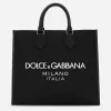 Large nylon shopper with rubberized logo