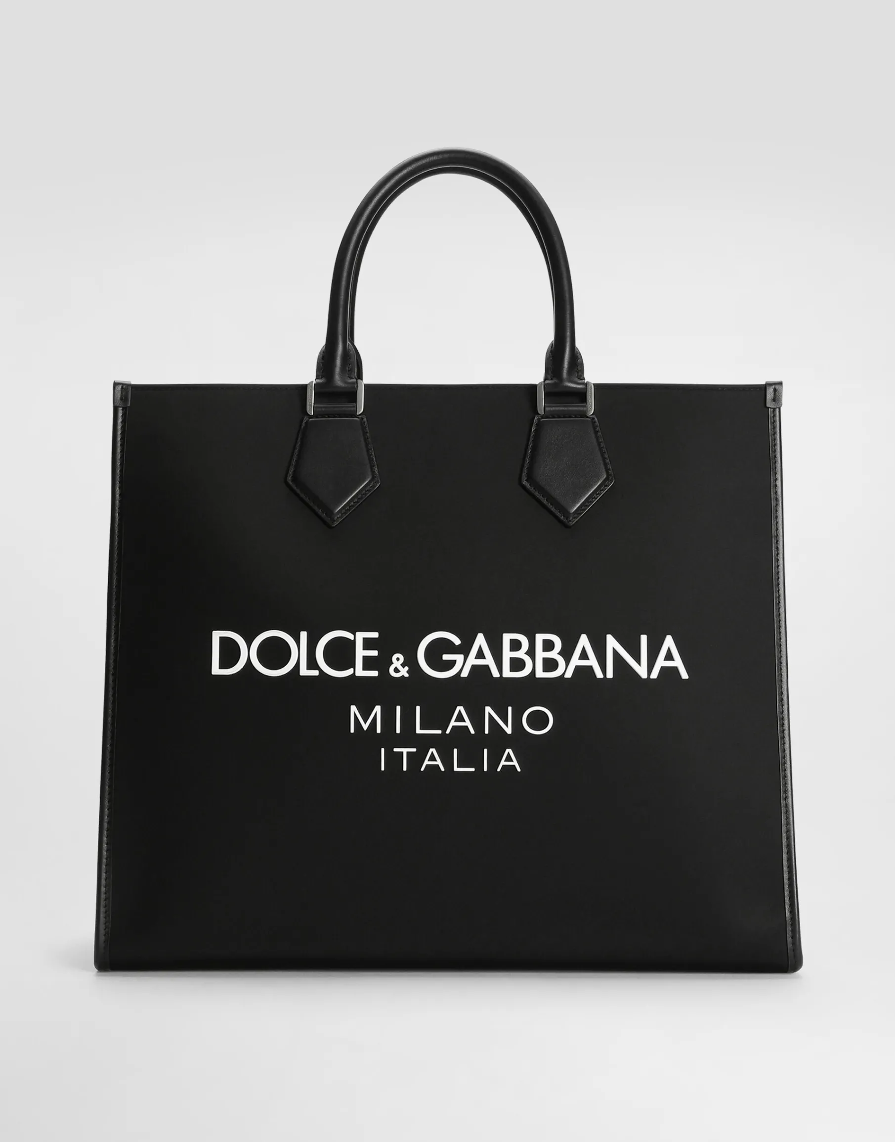 Large nylon shopper with rubberized logo