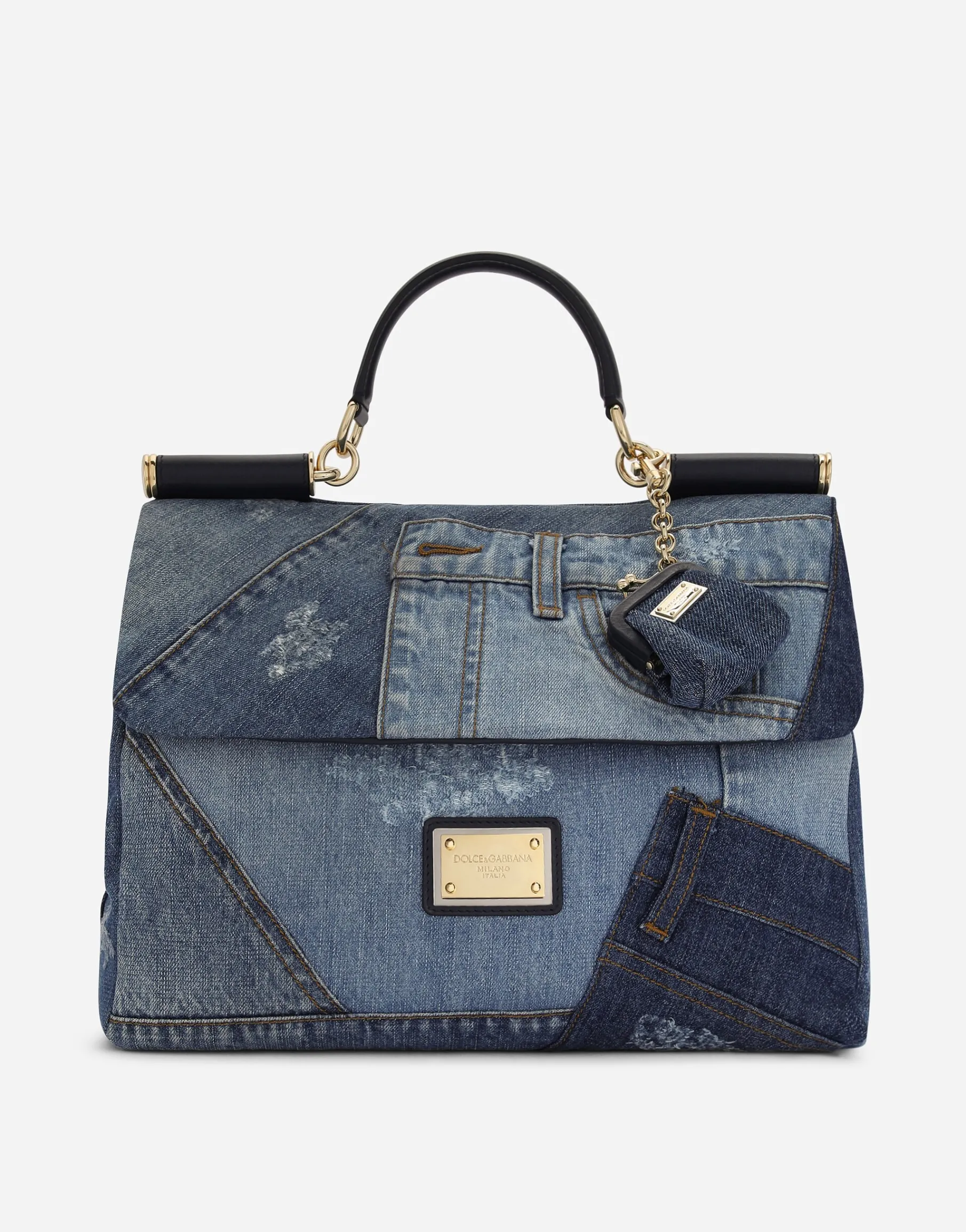 Large patchwork denim Sicily soft bag