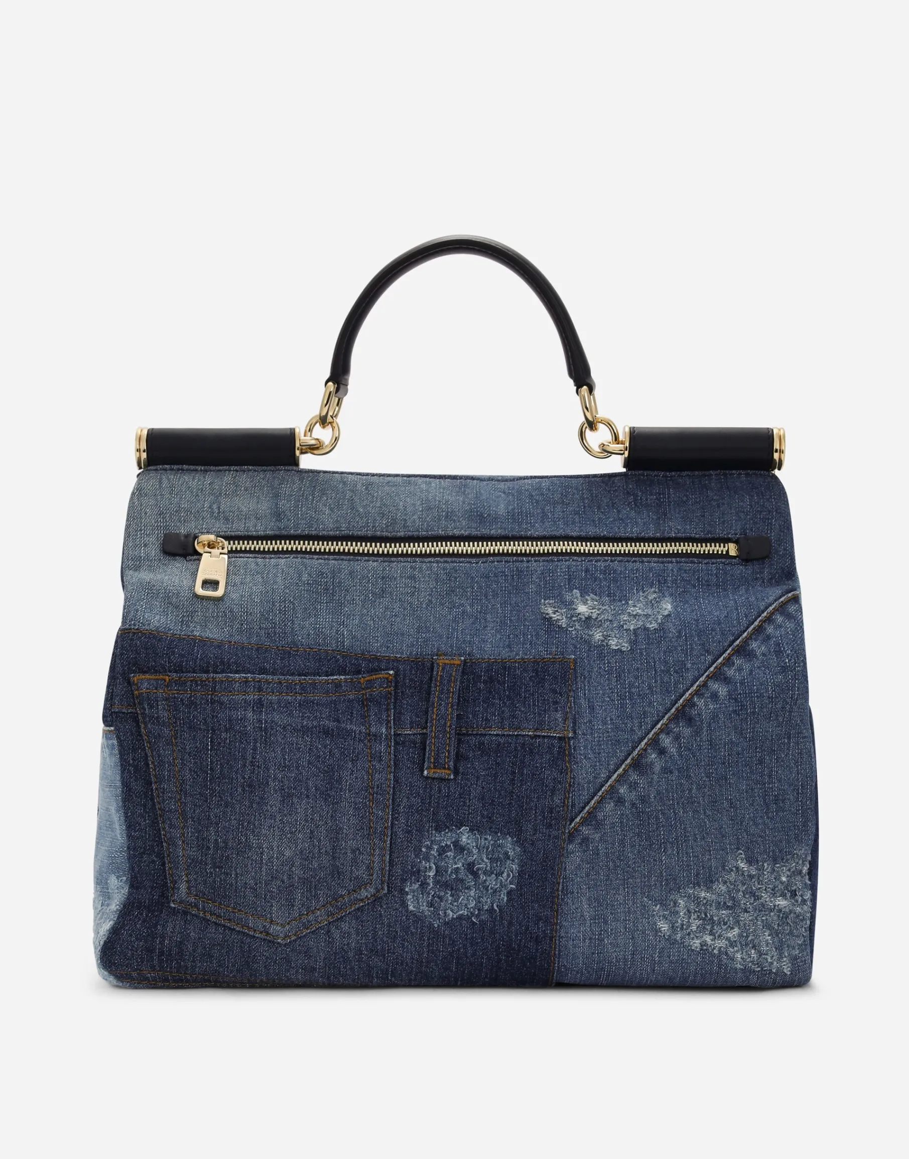 Large patchwork denim Sicily soft bag