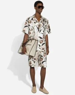 Large structured canvas shopper