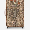 Large trolley in leopard-print Crespo with branded plate