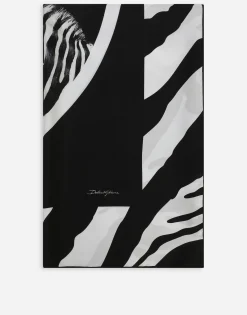 Large zebra-print twill scarf (140 x 140)