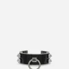 Leather and brass rigid bracelet