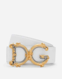 Leather belt with baroque DG logo