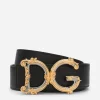 Leather belt with baroque DG logo