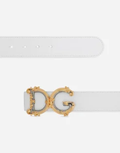 Leather belt with baroque DG logo