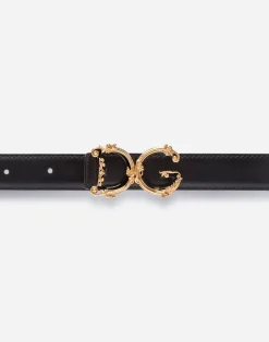 Leather belt with DG baroque logo