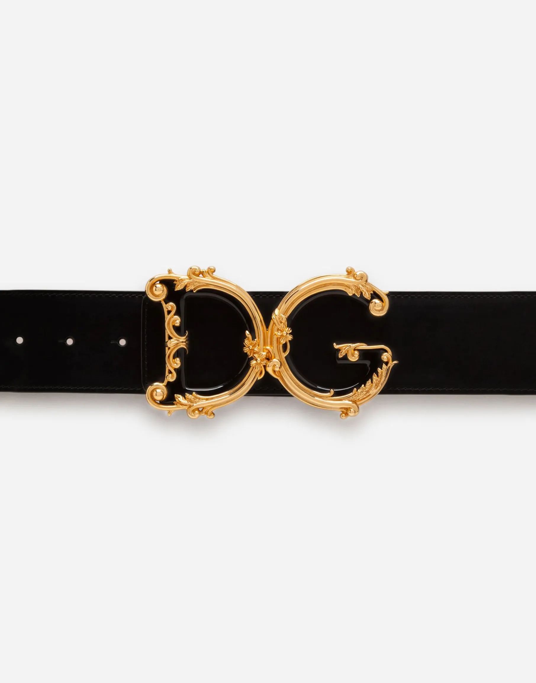 Leather belt with DG baroque logo