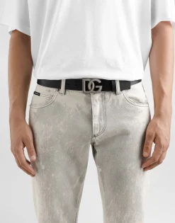 Leather belt with DG logo
