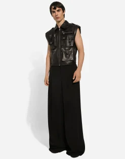 Leather vest with multiple pockets
