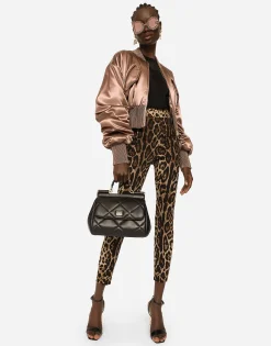 Leggings in charmeuse with leopard print