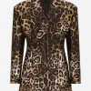 Leopard-design jacquard jacket