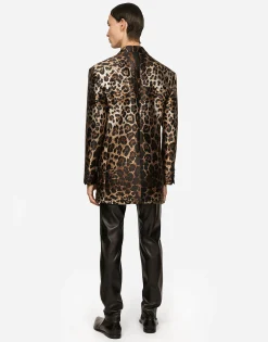 Leopard-design jacquard jacket