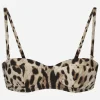 Leopard-print balconette bikini top