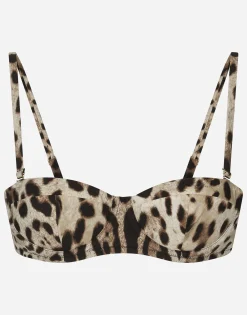 Leopard-print balconette bikini top