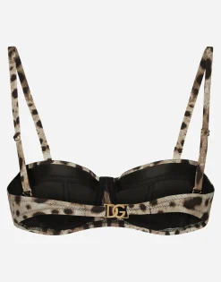 Leopard-print balconette bikini top