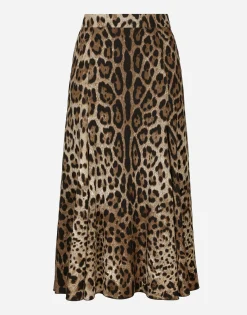 Leopard-print cady circle skirt